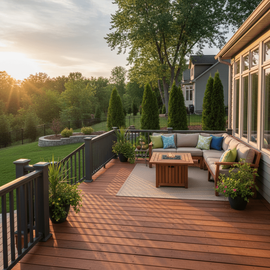 Custom deck construction completed in Hiram residential backyard