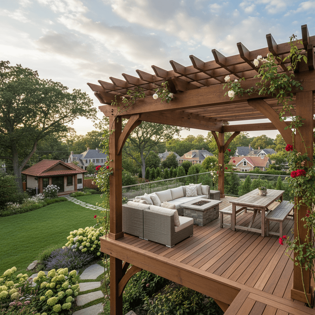 Deck with pergola for shade and style