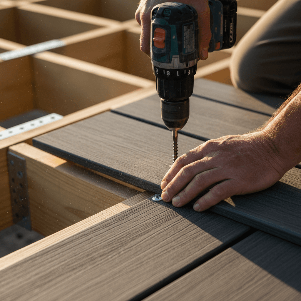 Custom deck construction in progress